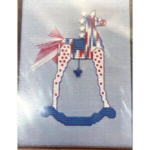 Rocking Horse Summer Cross Stitch Pattern Patriotic Design By Simply Old-Fashion
